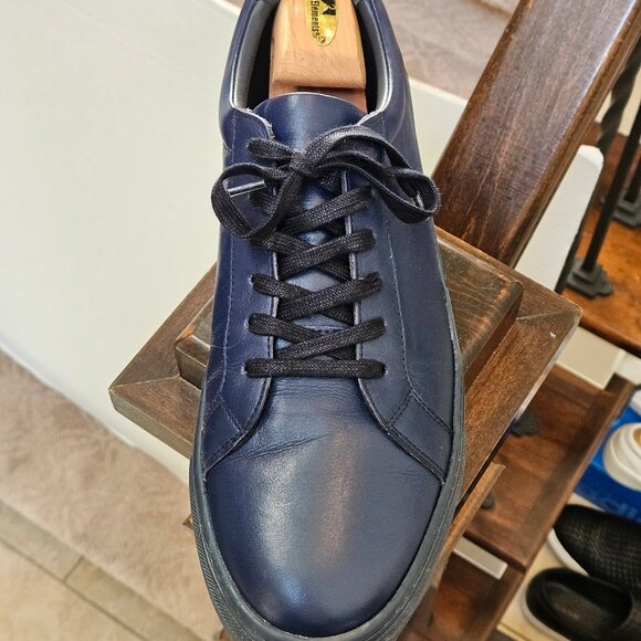 Italic Men's Cadence Tonal Midnight Blue Leather Sneakers, Sz 13 - Picture 10 of 16